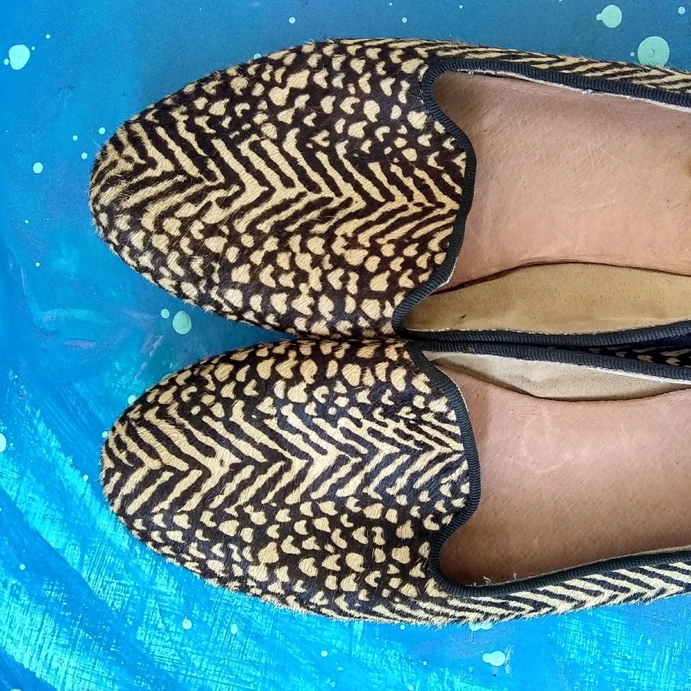 Adam Tucker real fur animal print loafers